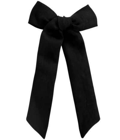 Black Linen Large Bow
